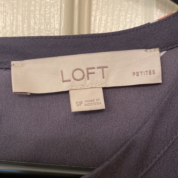 Loft SP Gray Floral Print Long Sleeve Shift Dress - Picture 5 of 9